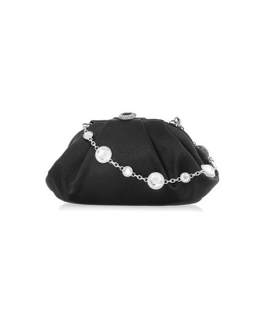Judith Leiber Black Gemma Satin Clutch