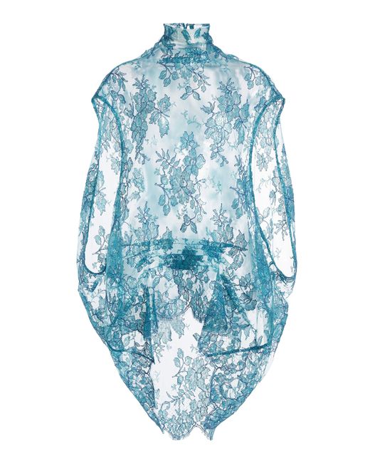 Christopher Esber Blue Leadon Lace Mini Dress