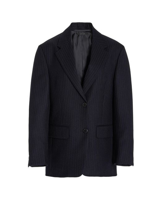 Prada Blue Pinstriped Wool Blazer