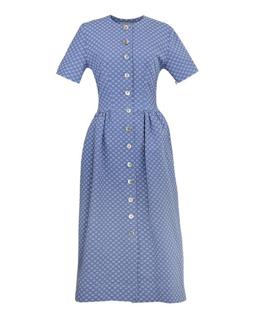Lena Hoschek Blue Maxima Cotton-Blend Midi Dress