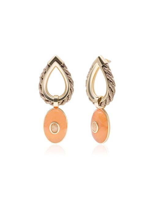 Eddie Borgo Metallic Robinson 12k Gold-plated Brass Amber And Aragonite Earrings