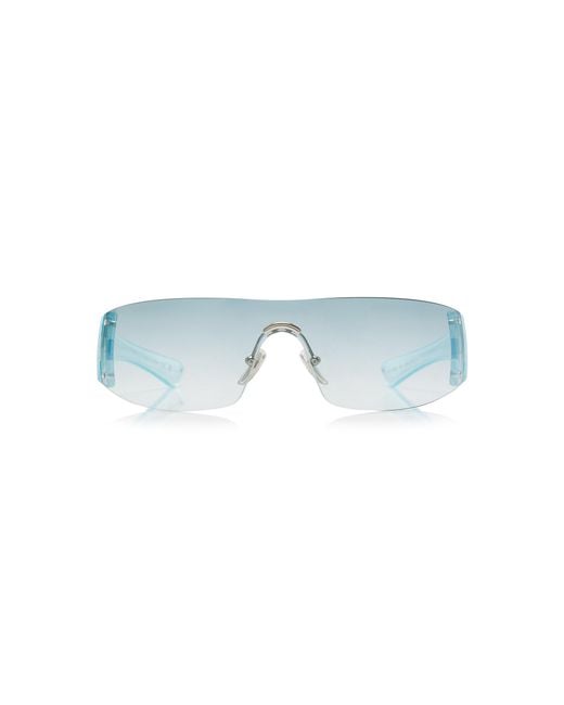 Gucci Blue Crystal Mask-Frame Sunglasses