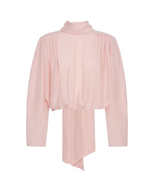Magda Butrym Pink High-Neck Silk Blouse