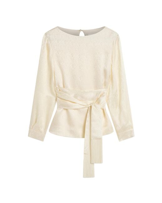 Posse Natural Marcella Long-Sleeve Silk-Blend Top