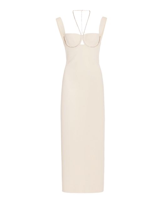 Galvan London Celeste Crystal-trimmed Compact-knit Midi Dress in White ...