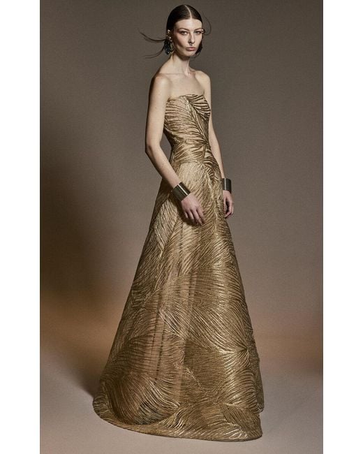 naeem khan gold dress Naeem Khan Beaded Gold Fitted Cocktail Dress main image 0