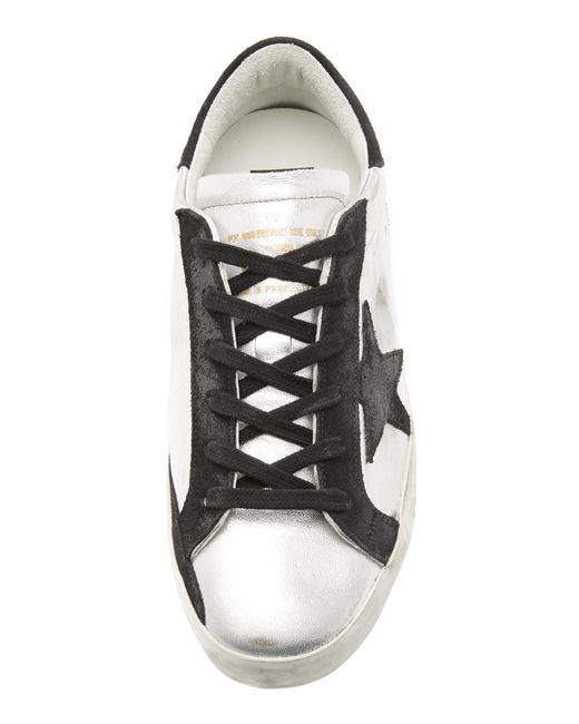 golden goose deluxe brand superstar distressed leather and suede sneakers