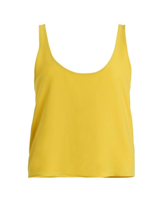 Leset Yellow Ari Crepe Scoop Tank Top