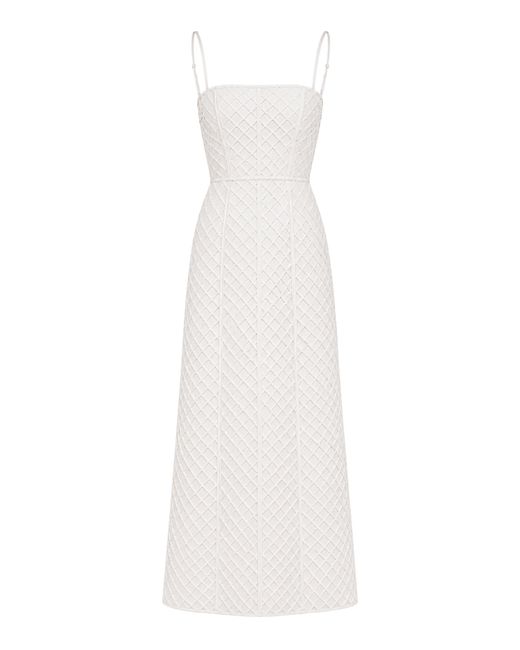 ANDRES OTALORA White Nutmi Embellished Linen Midi Dress