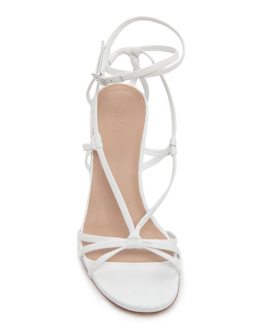 Chloé White Rebecca Leather Wedge Sandals