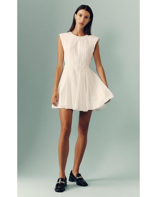 Aje. White Soleil Pleated Lace Mini Dress