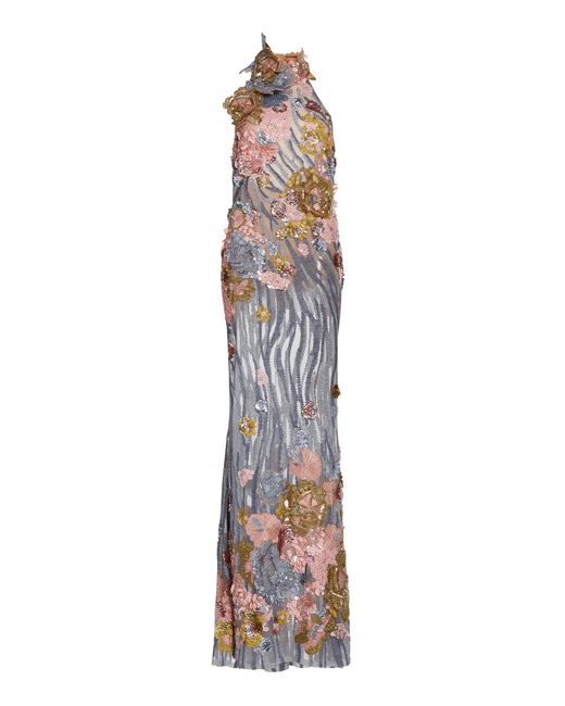 Elie Saab Sequin-embroidered Tulle Maxi Dress in White | Lyst