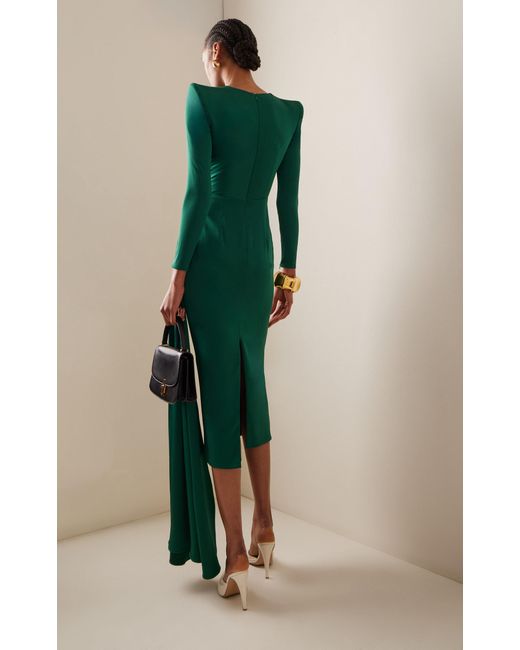 Alex Perry Green Twisted Satin-crepe Midi Dress