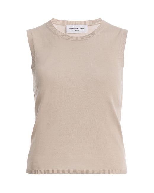 Brandon Maxwell Natural The Elle Featherweight Silk-Cotton Tank Top