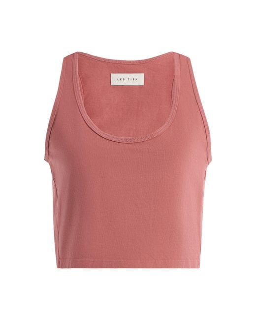 Les Tien Pink Kerry Cropped Cotton Tank Top