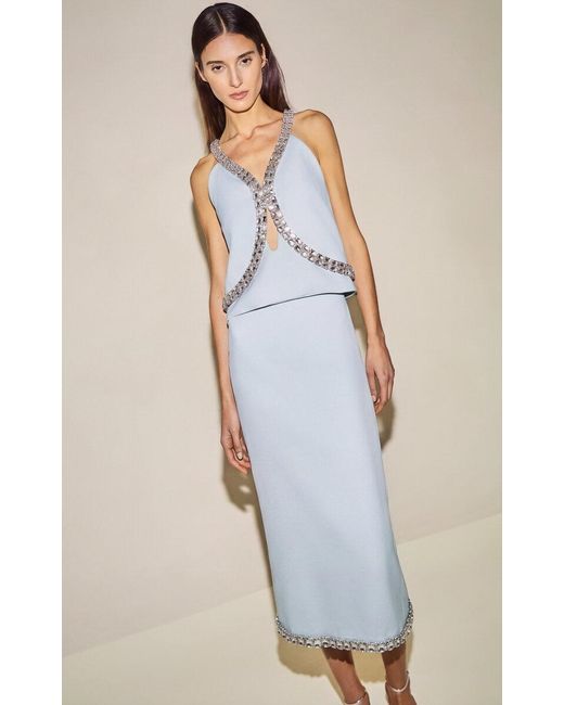 Alexis White Genevieve Embellished Crepe Top