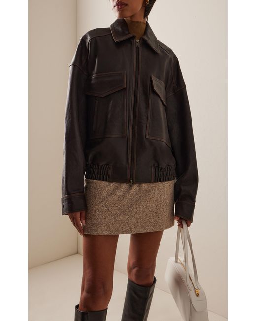 Staud Black Eugene Distressed Leather Jacket