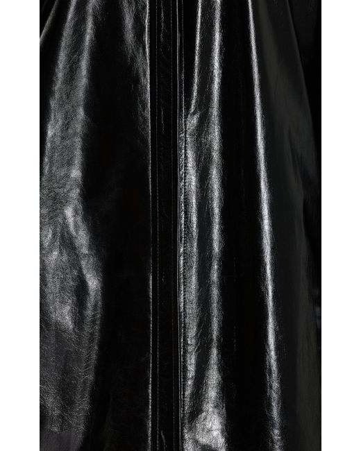 Brandon Maxwell Black The Adelle Glazed Leather Midi Dress