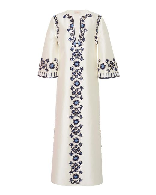 Tory Burch White Ariana Embroidered Caftan