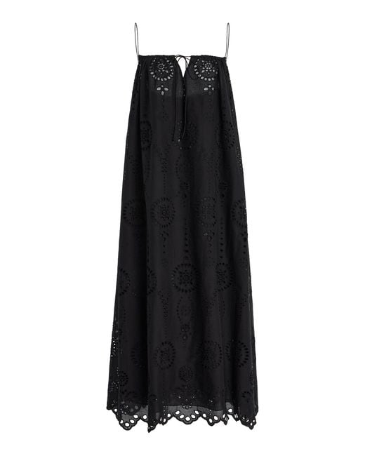 Matteau Black Cotton Broderie Anglaise Midi Dress