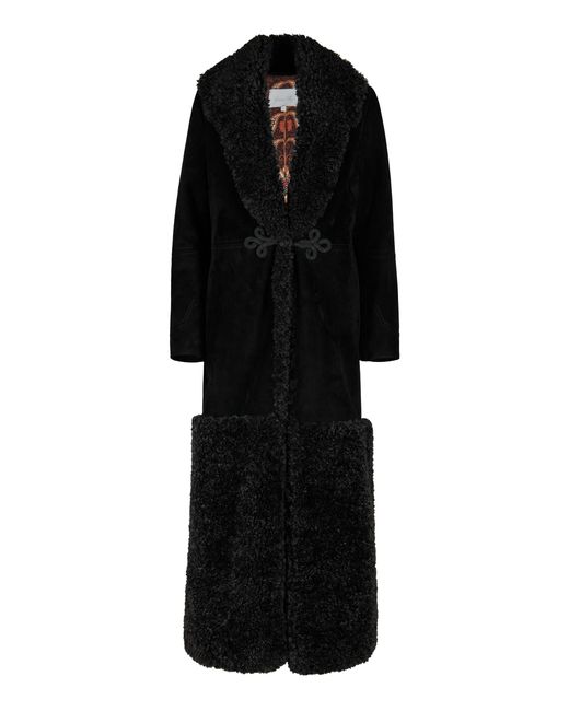 Johanna Ortiz Black Espesura Shearling Coat