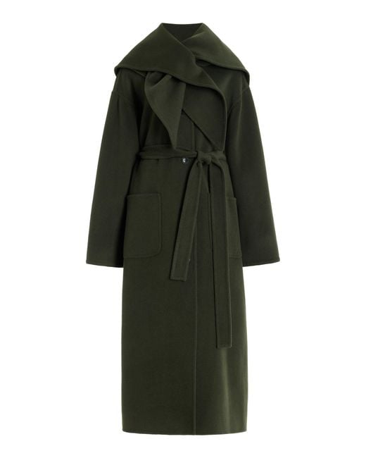 Sea Green Viv Scarf-detailed Wool Coat