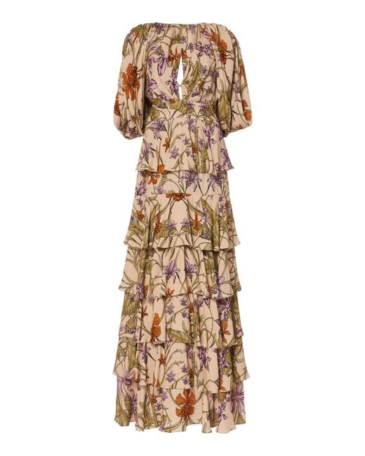 Johanna Ortiz Multicolor Despise Your Thoughts Embellished Tiered Maxi Dress