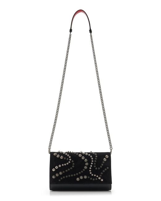 Christian Louboutin Black Paloma Spike-embellished Suede, Leather Clutch