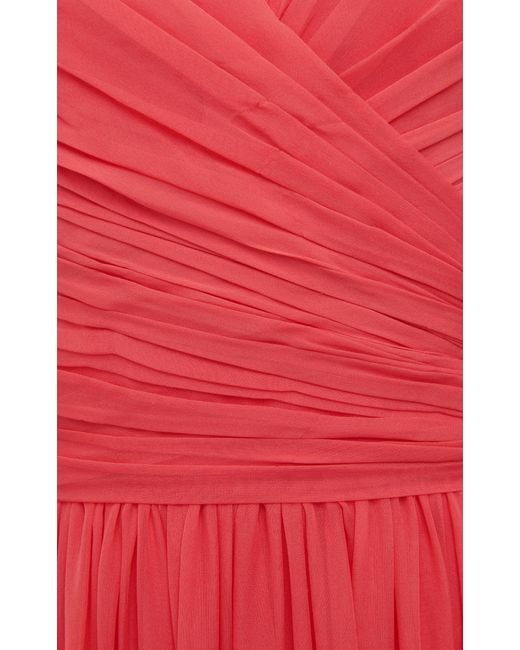 Zuhair Murad Red Cape-detailed Silk Chiffon Gown