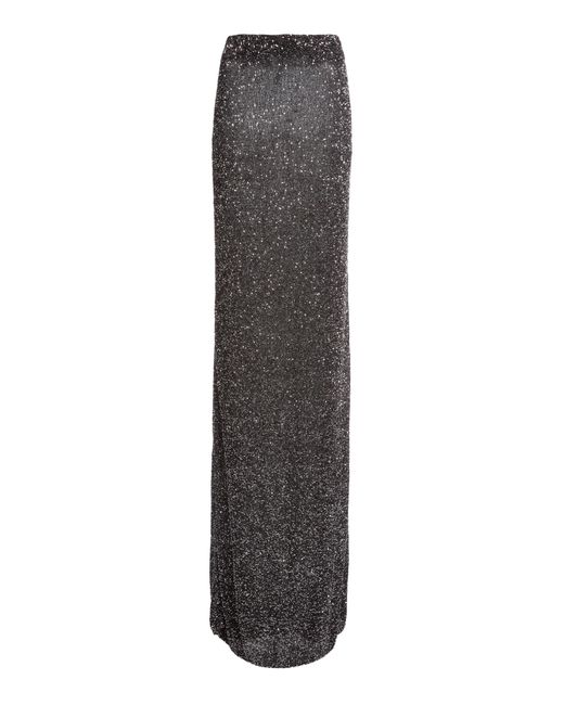 Balenciaga Gray Sequined Jersey Maxi Skirt