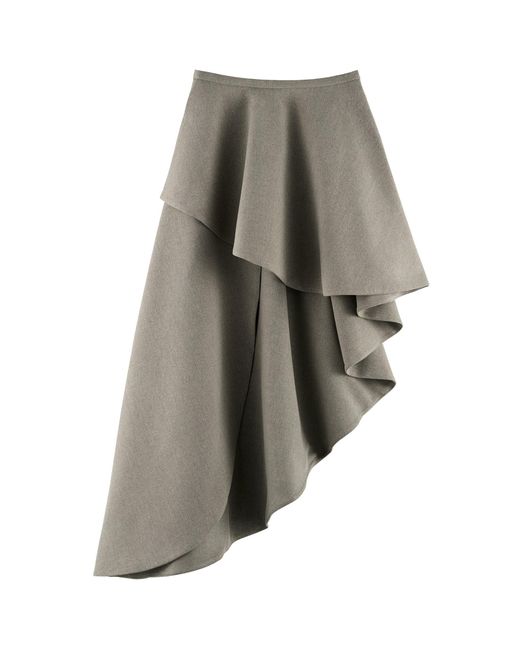 ARAKII Gray Spiral Asymmetrical Poplin Midi Skirt