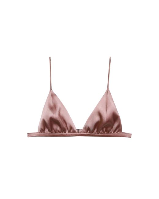 Fleur du Mal Pink Luxe Stretch-Silk Triangle Bra