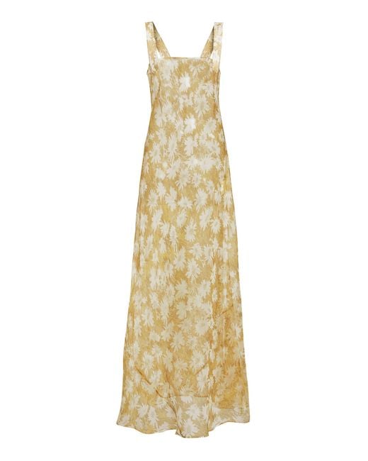 Sir. The Label Yellow Anais Printed Silk Maxi Dress