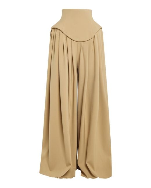 A.W.A.K.E. MODE Natural Wool-Blend Basque Pleated Pants
