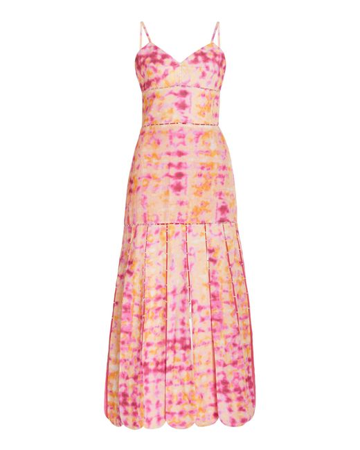 Alexis Pink Alessia Tie-dyed Linen Midi Dress