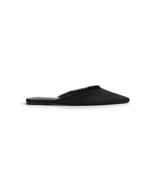 Totême Black Frayed Satin Lounge Slippers