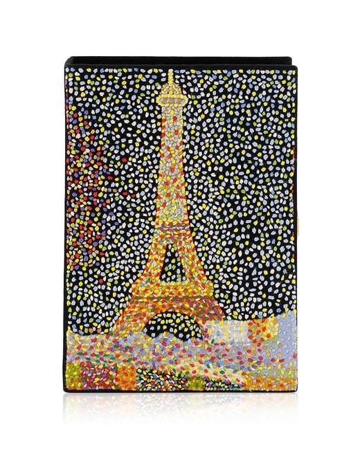 Olympia Le-Tan Black The Eiffel Tower Seurat Book Clutch