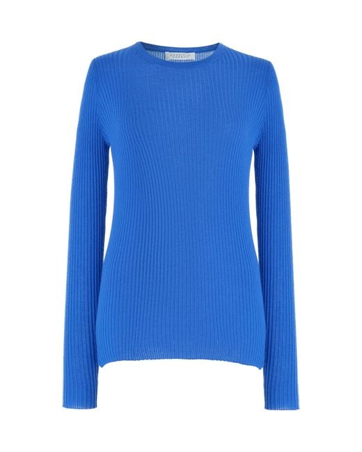 Gabriela Hearst Blue Browning Ribbed Cashmere-silk Top