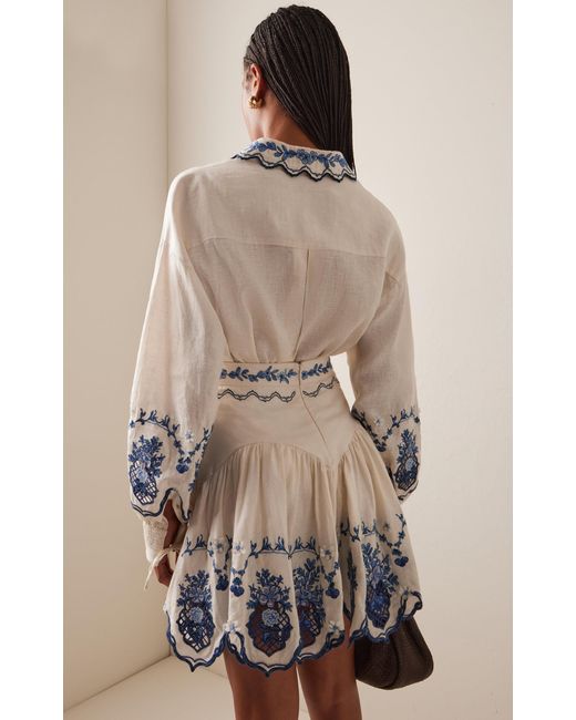 Agua Bendita White Abadia Wild Floral Linen Blouse