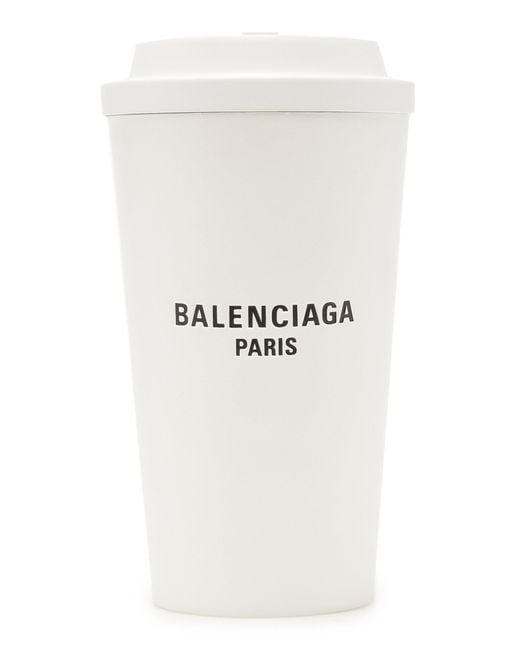 Balenciaga White 9am Leather Cup Clutch