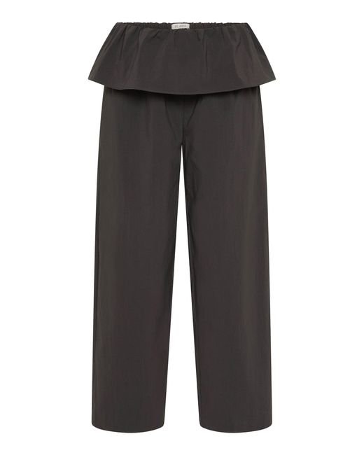 St. Agni Black Peplum Cotton Tapered Leg Pants