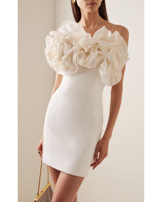 Carolina Herrera White Ruffled Mini Dress