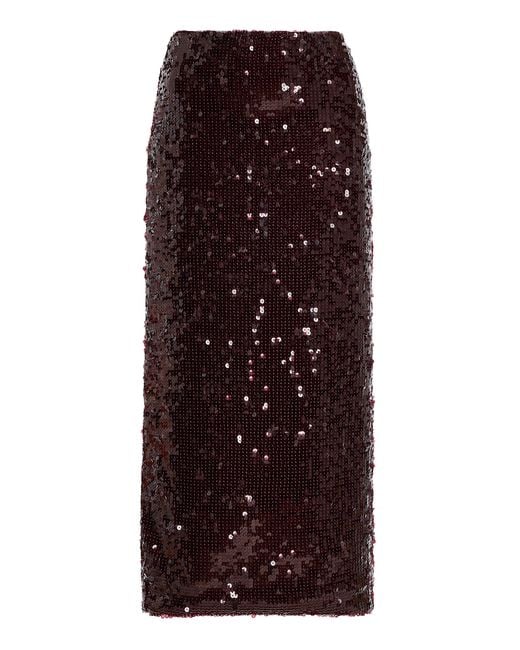 ROTATE BIRGER CHRISTENSEN Purple Sequined Midi Skirt
