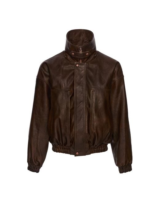Magda Butrym Brown Oversized Leather Bomber Jacket