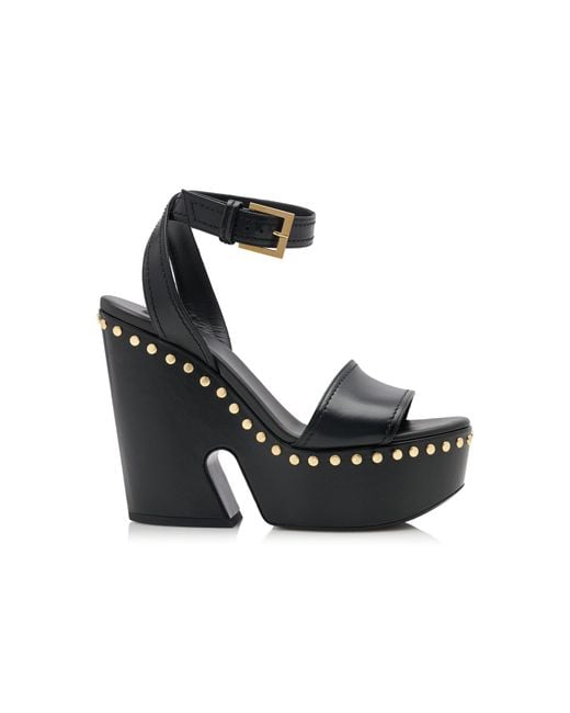 Givenchy Black Studded Wedge Platform Sandals