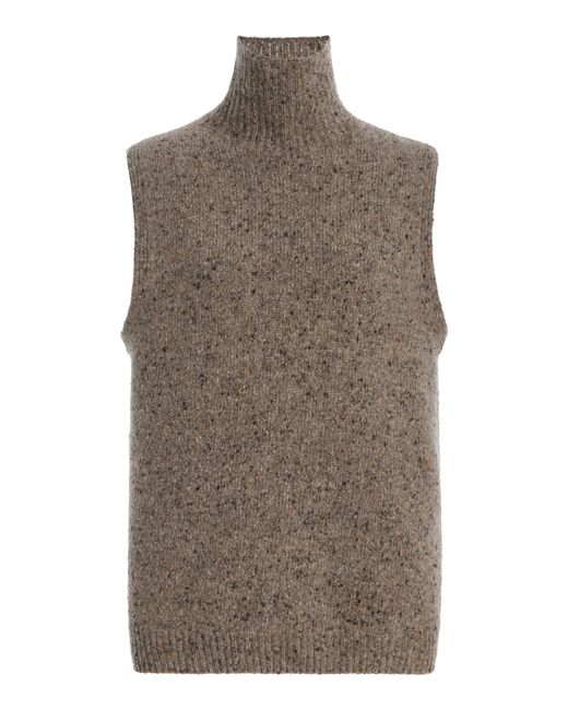 The Row Brown Merilas Cashmere Turtleneck Top