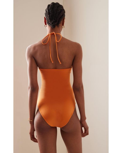 Maygel Coronel Orange Fiora Rosette-detailed Cutout One-piece Swimsuit