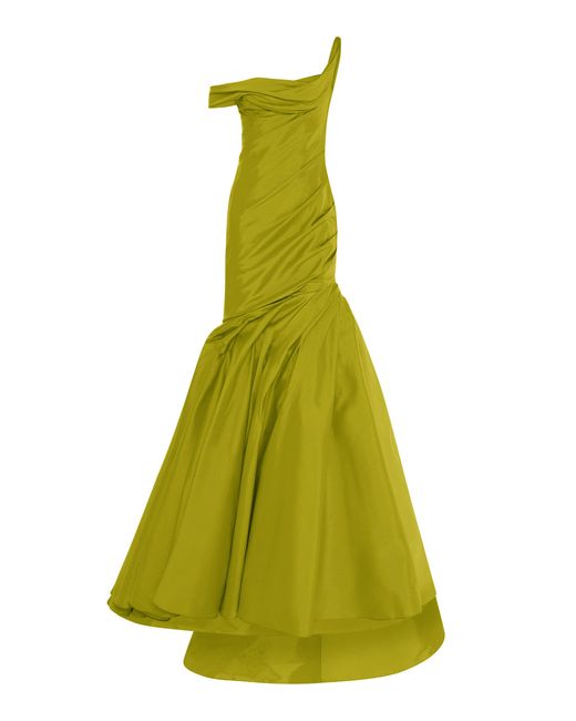 Marmar Halim Red Asymmetric Draped Mermaid Cut Gown