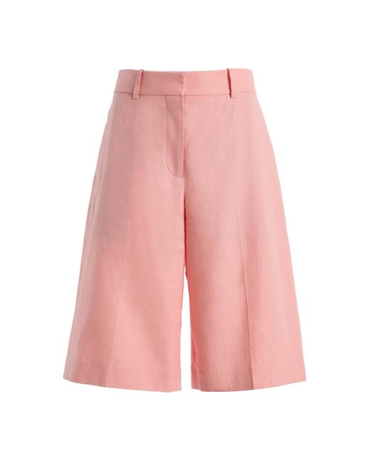Another Tomorrow Pink Linen Bermuda Shorts