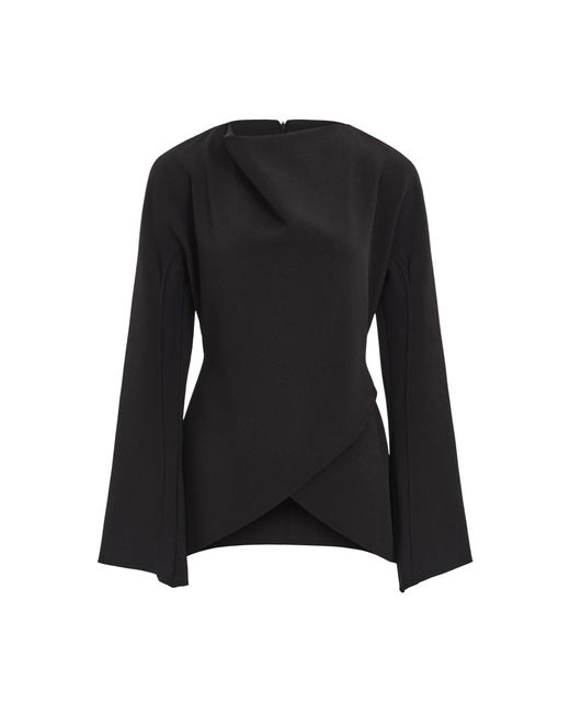 Source Unknown Black Solina Crepe Cowl-Neck Top